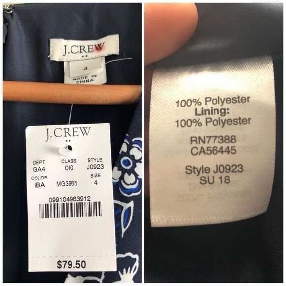 J. Crew Factory Blue Floral Faux Wrap Dress NWT - Picture 7 of 8